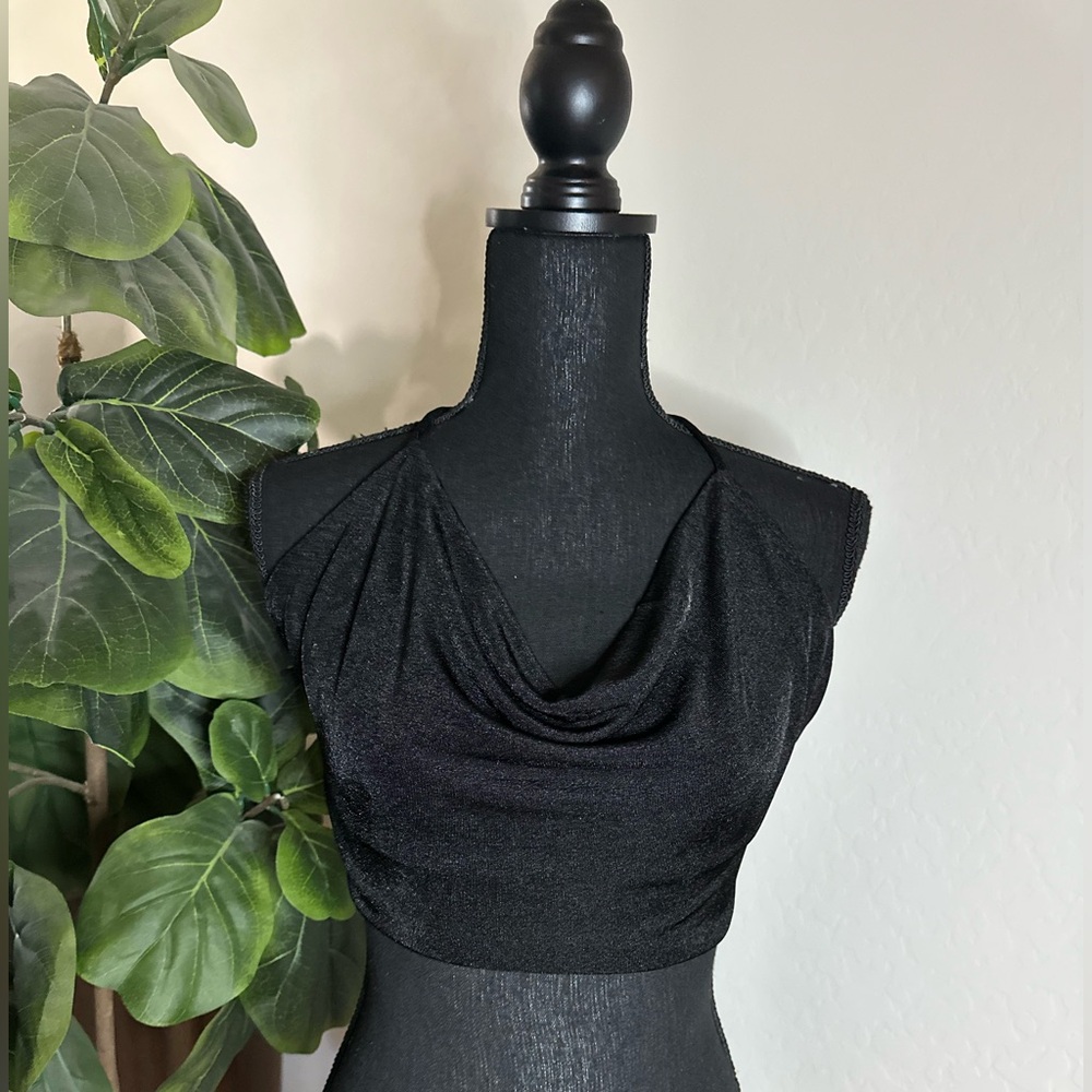 Black Draped Crop Top